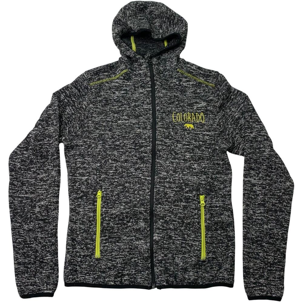 Colorado Bear Adult Small Fleece Long Sleeve Full Zip Sweatshirt Jacket Neon